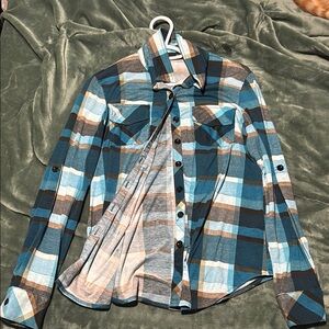 womens Plaid Shirt - Blue and Brown